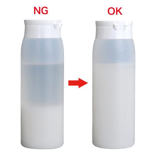 If you see something floating in the bottle, please be sure to shake until it's mixed well. In order to raise viscosity, the quantity of polymer is put in to near the limit. Please be careful not to fail here!