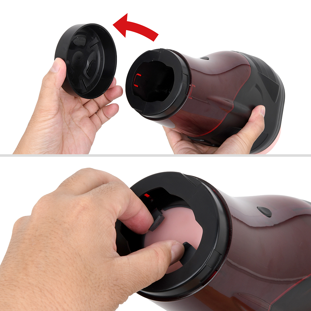 [Steps to detach/attach the hole 1] Remove the cap at both ends. Push down the inner sleeve to the bottom and unlock the container.