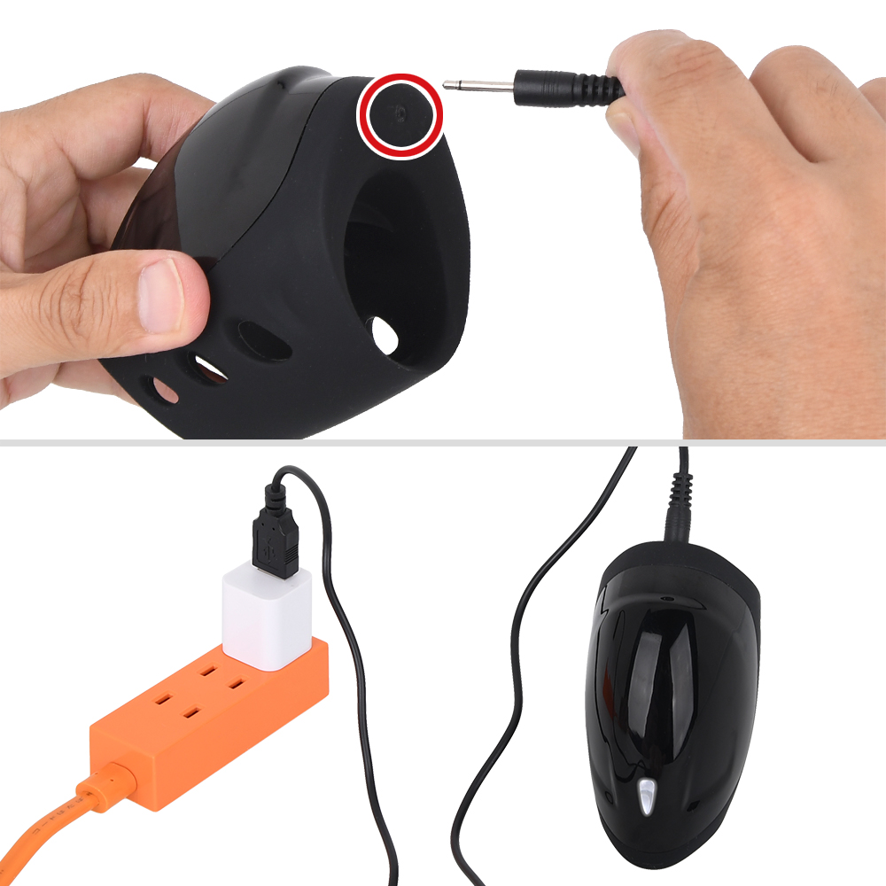 USB Rechargeable! It takes 2 hours to charge fully and can operate continuously for up to 60 minutes. To prevent the charging cable from deforming, plug in/out the cable with care.