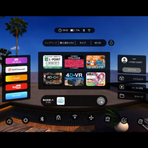 Image of the UI screen. Almost the same as the previous version, the home screen is lined with applications and purchased videos.  Adult-specific contents are also well equipped.