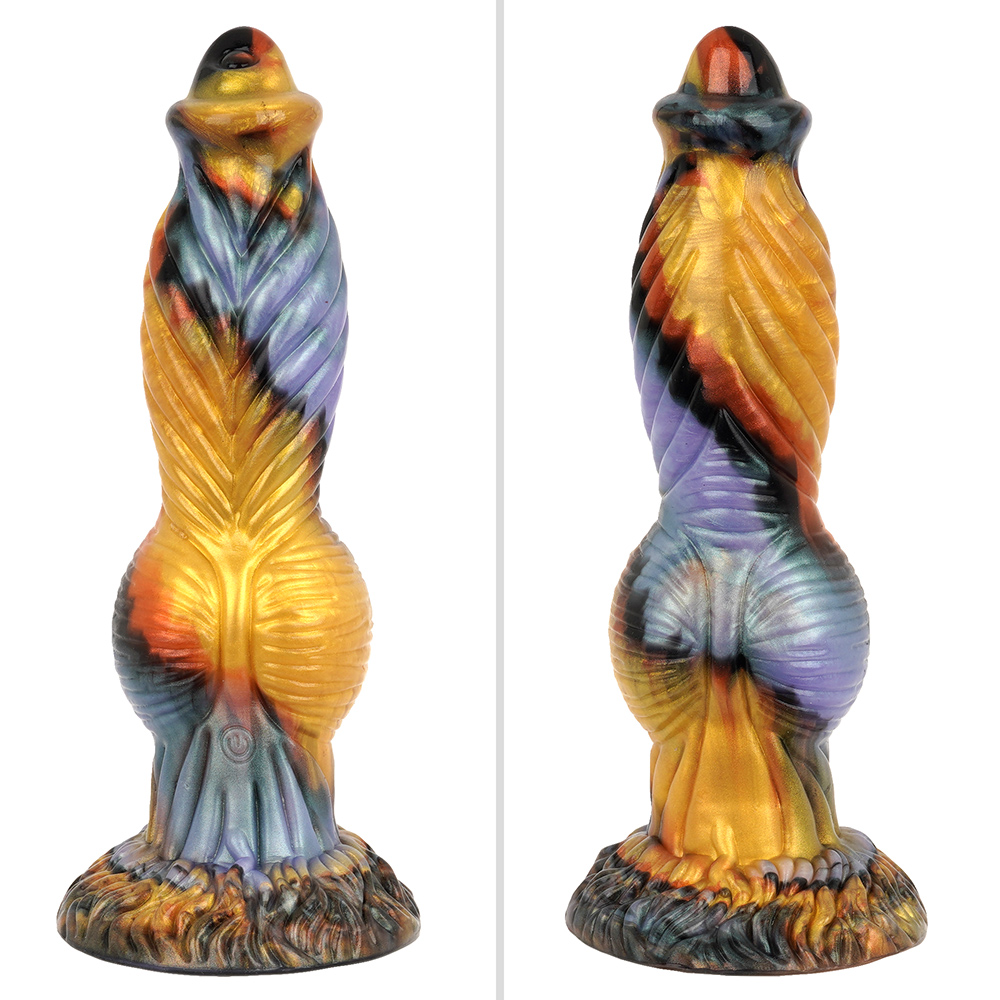 The flamboyant coloring is truly phoenix-like. You'll be captivated by its luxurious design that not only powerfully thrusts but also vibrates.