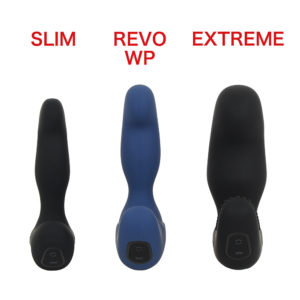 基幹モデルである“REVO WP”と、細身シャフトの“SLIM（スリム）”と並べてみました。で、でけぇ…。