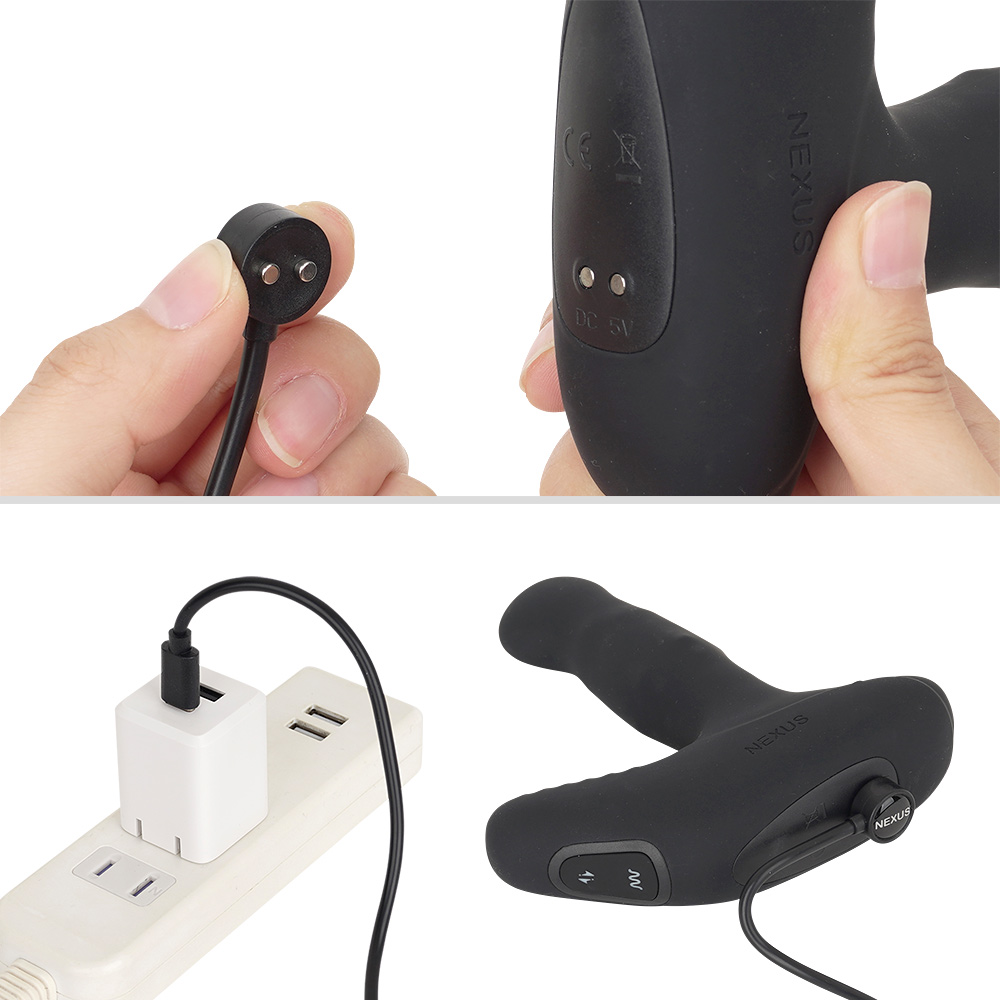 付属のマグネット接続ケーブルで充電します。フル充電までは約2.5時間、連続稼働は約60分とハイスペックです。