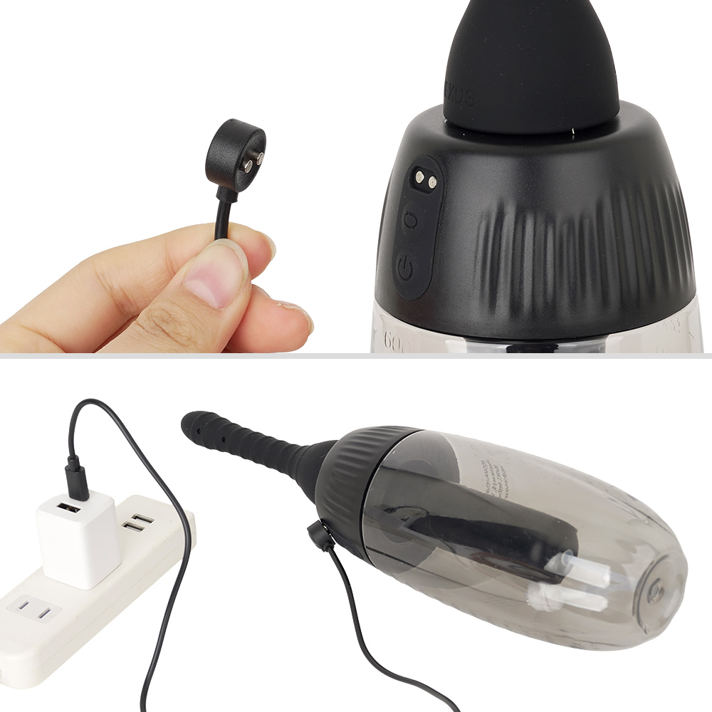 NEXUS製品共通のマグネット式USB-Cケーブルで充電します。フル充電までは約2.5時間、連続稼働は約30分です。